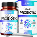 Dental Probiotic for Bad Breath Support, Oral Health Maintenance & Fresh Breath aid - 11 Probiotic Strains, Digestive Enzymes - Powerful Probiotic Blend - Includes Tongue Scraper - 2 Month Supply Restoriden