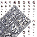 4000pcs Mixed Size Hot Fix Round Crystals Gems Glass Stones Hotfix Flat Back Rhinestones (Clear Crystal) MASSIVE BEADS