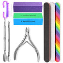 Manicure Nail File Kit-3Pcs Double Sided Nail File, Rectangular Nail Buffer, 4 Step Buffing Block, 3Pcs Cuticle Clipper & Pusher, and Nail Brush, Complete Nail Kit with Buffer for Salon Nail Art HNYYZL