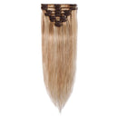 Clip in Hair Extensions16 Inch Human Hair Highlight 65g Thin Standard Weft 8 Pcs 18 Clips Human Hair Clip on Hairpieces Straight for Women Balayage