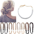 [2 PIECES] Twist Braided Hair Headbands 3 Strands Synthetic Hair Classic Chunky Wide Braids Elastic Stretch Plaited Braid Hairpiece Women Beauty Accessory 30g / Silver Grey S-noilite