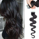 40 PCS Rooted Tape In Hair Extensions Real Human Hair Invisible Seamless Skin Weft Body Wave Highlight Double Side Tape Remy Human Hair Extensions Wavy For Women (24'',100g/40pcs,