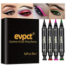 4 Color Winged Eyeliner Stamps Set,evpct Wing Waterproof Eyeliner Stamp Tool Wingliner,Black Red Pink Green Matte Liquid Eyeliner Colorful Set Colored Cat Eye Stamp Eyeliner Liners Pencil Pen Kit evpct