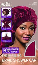 Annie - Ms. Remi Premium Adjustable and Foldable Braid Shower Cap with Drying Loop (Burgundy, 25" x 18.5") Annie
