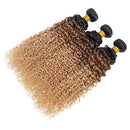 12A Ombre Brazilian Virgin Remy Curly Hair 3 Bundles (T1B/30/27,18" 20" 22") Virgin Brazilian Kinky Curly Human Hair Weave Bundles 100% Unprocessed Virgin Remy Hair Bundles 3 Tone Ombre Hair Bundles ROYAL IMPRESSION