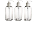 3 Pack – 8 oz - Clear Boston Plastic Bottles – White Pump- for Essential Oils, Perfumes, Cleaning Products- By Natural Farms Natural Farms