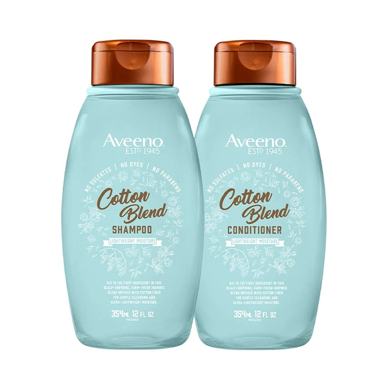 Aveeno Cotton Blend Sulfate-Free Shampoo for Light Moisture & Soothed Scalp with Aveeno Cotton Blend SulfateFree Conditioner with for Light Moisture Soothed Scalp Aveeno