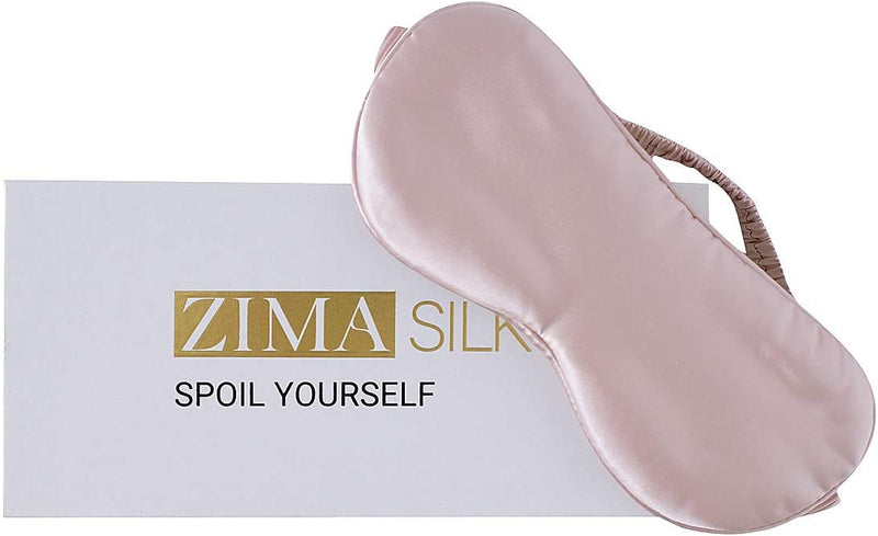 ZIMASILK 100% 22 Momme Pure Mulberry Silk Sleep Mask,Filled with 100% Mulberry Silk，Silk Wrapping Strap- Super Soft & Comfortable Sleep Eye Mask for Sleeping (Pink) ZIMASILK Store