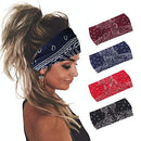Yean Boho Wide Headbands Black Stretch Hair Bands Elastic Turbans Stylish Head Wraps for Women and Girls (Pack of 4) (Boho) Yean