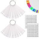 JASSINS 100 Pcs Clear Fan-shaped False Nail Swatch Sticks Nail Polish Practice Display Art Tips Nail Sample Sticks With Metal Split Ring JASSINS