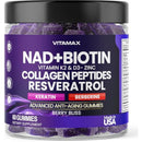 NAD+, Resveratrol, Berberine, & Biotin Anti-Aging Gummy - Hair, Skin, Nails & Joint Supplement - Collagen Peptides, Keratin, Zinc, Vitamin K2 & D3 Gummies -Regeneration- Non-GMO - Made in USA 60 Count Infinity Warehouse