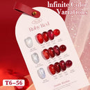 Double Rhythm 6 Pcs 15 ML Gel Polish Set Same Color Same Bottle Soak Off Gel Polish Kit Nail Art Manicure Salon DIY at Home for Women (Jelly Burgundy Red Glitter Silver -T6-56) Infinity Warehouse