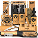 Beard Straightener Grooming Kit for Men, 2 Oz Growth Oil, 2 Oz Sandalwood Balm, Beard Wash, Beard Brush & Comb, Beard Conditioner, Beard Razor and Scissors, & Beard E-Book, Great for Christmas Gift GROW ALPHA BEARD