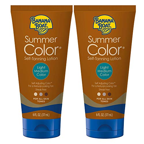 Banana Boat Summer Color Sunless Self Tanning Lotion, Reef Friendly, Light/Medium, 6oz. - Twin Pack Banana Boat