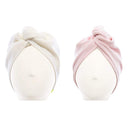 AQUIS - Original Hair Turbans, Set of 2, Perfect Hands-Free Microfiber Hair Drying, White and Pink AQUIS