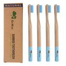 GoWoo 100% Natural Bamboo Toothbrush Soft - Organic Eco Friendly Toothbrushes with Soft Nylon Bristles, BPA-Free, Biodegradable, Dental Care Set for Men and Women, (Pack of 4, Adult, Sky Blue) GoWoo