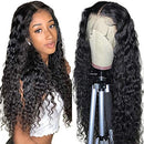 Curly Lace Front Wigs Human Hair Wigs For Black Women T Part Transparent Lace Front Wigs Human Hair Glueless Water Wave Lace Front Wigs Human Hair Pre Plucked with Baby Hair (24 inch, Natural Color) 100% human hair