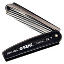 Kent 82T 4" Graphite Folding Pocket Comb for Men, Fine Tooth Hair Comb Straightener for Everyday Grooming Styling Hair, Beard or Mustache, Use Dry or with Balms, Saw Cut Hand Polished, Made in England KENT