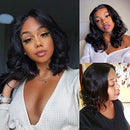 BLY Human Hair Wigs Lace Front 4x4 Closure Bob Wigs Body Wave Virgin Hair 10 Inch 150% Density Pre Plucked with Baby Hair Natural Color For Black Women BLY