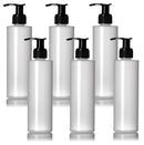 6 Pack 8 Oz Plastic Pump Dispenser Bottles for Lotion, Massage Oil, Shampoo and More! - Refillable, BPA Free Clear / Frosted Empty 8oz Containers - Fit Into Holsters, Bulk IMPRESA