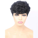 VCK Short Pixie Cut Wigs for Black Women Natural Wavy Synthetic Hair Wigs Short Layered Heat Resistant Wigs 1B Color VCK
