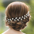 Yean Wedding Headband Gold Leaf Bridal Headpieces for Bridesmaid and Flowergirls (15.7 Inches)(Silver) Yean