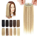 Invisible Clip in Mini Hair Extensions Human Hair Seamless Hairpin Hair Pad Short Straight Hairpieces One Piece Wiglet Hair Filler for Adding Hair Volume 4 Inch Ash Blonde mix Bleach Blonde MY-LADY