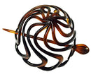 Parcelona French Swirls Celluloid Tortoise Shell Chignon Hair Updo Bun Cover Cap Cage With Large Extra Hair Stick - 3.5 Inch Diameter Parcelona