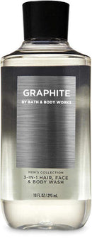 Bath and Body Works Men's Collection Graphite 3-in-1 Hair Face and Body Wash 10 Fluid Ounce - SET OF 2 White Barn Candle Company Bath and Body Works