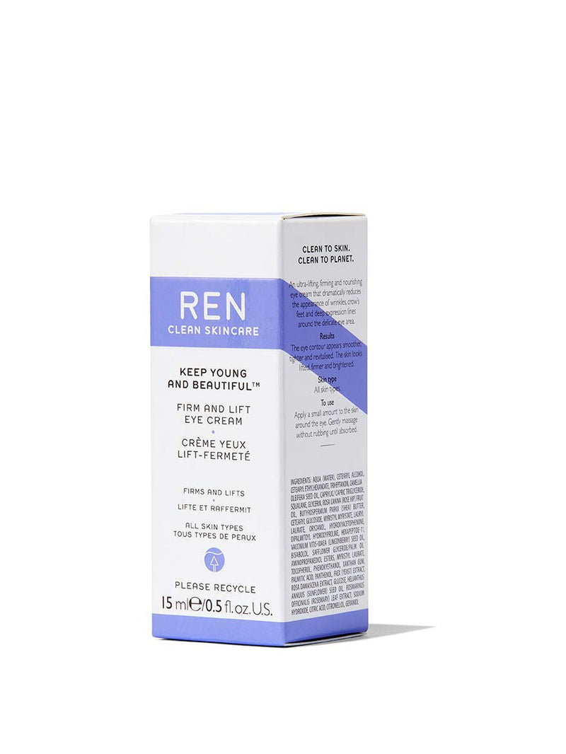 REN Clean Skincare - Keep Young And Beautiful Firm And Lift Eye Cream - Hydrating Anti-Wrinkle Eye Cream - Line Smoothing & Firming Cream for Eyes - Clean, Vegan Facial Products, 15 ml REN Clean Skincare