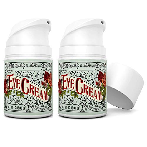 Eye Cream - Eye Cream for Dark Circles and Puffiness, Under Eye Cream, Anti Aging Eye Cream Reduce Fine Lines and Wrinkles, Rosehip and Hibiscus Botanicals - 1.7oz (2-Pack) LilyAna Naturals