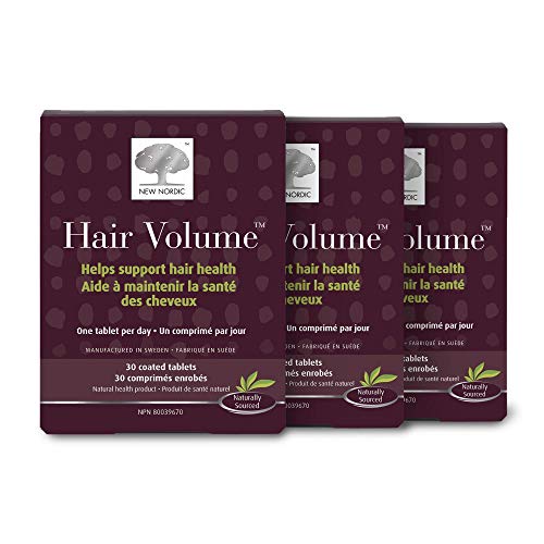 New Nordic Hair Volume Tablets | 3000 mg Biotin & Biopectin Apple Extract for Healthy Hair Growth | Reduce Thinning, Balding & Shedding for Naturally Fuller Thicker Hair | 30 Count (Pack of 3) New Nordic