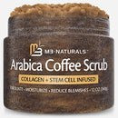 M3 Naturals Arabica Coffee Body Scrub with Collagen & Stem Cell - Exfoliating Body Scrubber & Face Cleanser - Fight Skin Care Appearance - Cellulite, Fine Line, Stretch Mark & Spider Veins! 12 oz M3 Naturals