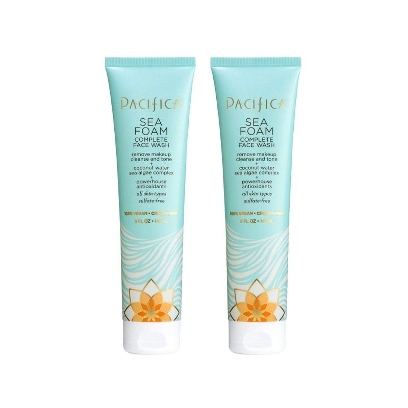 Pacifica Beauty Complete Face Wash, Gentle Daily Facial Cleanser for All Skin Types, Removes Makeup, Oil & Dirt, Sea Foam, 5 oz, 2 Pack Pacifica