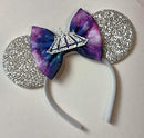 CLGIFT Galaxy Minnie Ears, Space Mountain Mickey, Iridescent Minnie Ears, Silver gold blue minnie ears, Rainbow Sparkle Mouse Ears,Classic Red Sequin Minnie Ears (Space Mountain Galaxy) CLGIFT