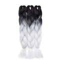 Ombre Jumbo Braiding Hair 24 inch Jumbo Braid Hair Extensions Jumbo Box Braids Crochet Hair Long for Women Kids DIY High Temperature Synthetic Fiber 2 Tones Black+ White 5 Bundles Benehair