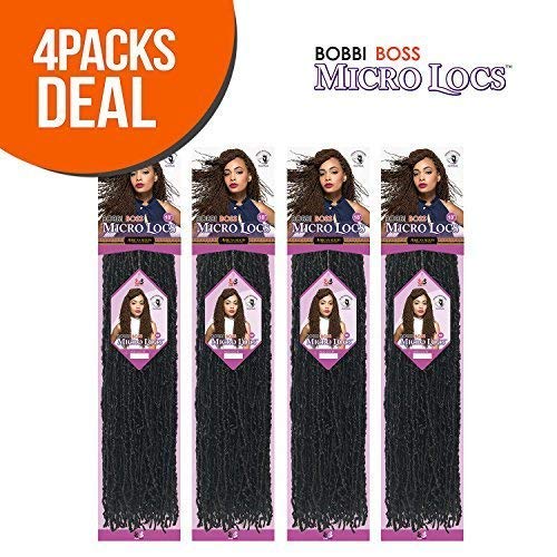 Bobbi Boss Synthetic Hair Crochet Braids African Roots Braid Collection Micro Locs 18" (4 - Pack, 4) BOBBI BOSS