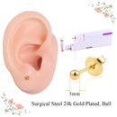 Firstomato 2PCS Disposable Ear Piercing Kit Ear Piercing Gun Self Use Ear Piercings Kit Cartilage Piercing Gun with Hypoallergenic Stud Earrings(3mm Ball,24kt Gold) Firstomato