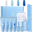 Makartt Blue Poly Nail Gel Kit Gel Nail Builder Kit with Slip Solution Clear Nails Acrylic Gel Nail Kit for Nail Building Nail Extension Kit Dual Forms Base Top Coat All-in-One Gel Nail Starter Kit Makartt