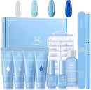 Makartt Blue Poly Nail Gel Kit Gel Nail Builder Kit with Slip Solution Clear Nails Acrylic Gel Nail Kit for Nail Building Nail Extension Kit Dual Forms Base Top Coat All-in-One Gel Nail Starter Kit Makartt