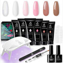Beetles Poly Extension Gel Nail Kit, Clear Nail Builder Gel Pink Nude Poly Nail Enhancement Trial All-in-One French Kit with Mini Nail Lamp for Nail Art Starter Kit Best Valentines Day gifts beetles Gel Polish