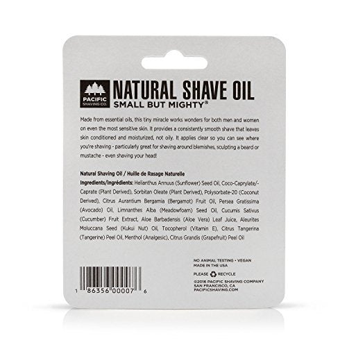 Pacific Shaving Company Natural Shaving Oil - Helps Eliminate Nicks, & Razor Burn, Soothes & Moisturizes Skin, Reduces Irritation with Safe, Made in USA, 0.5 Oz Pacific Shaving Company