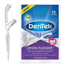DenTek Cross Flosser Floss Picks, X-Shaped Floss Hugs Teeth, 75 Count (4) DenTek
