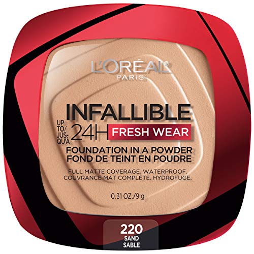 L'Oreal Paris Makeup Infallible Fresh Wear Foundation in a Powder, Up to 24H Wear, Sand, 0.31 oz. L'Oreal Paris