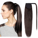 16 Inches Wrap Around Human Hair Ponytail Extensions 100% Remy Human Hair Long Straight Silky With Comb Clip in One Piece Pony Tail Extensions