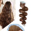 18 Inch Tape in Hair Extensions Body Wavy Human Hair 100g Thin Long Hair 40pcs/pack Seamless Skin Weft Glue in Wavy Hairpieces with Invisible Double Sided Tapes