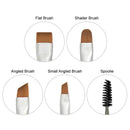 BENLILY 4pcs Eyebrow Brushes Set Eyeliner Groom Kit - Angled, Flat, Shader, and Spoolie Brush Benlily