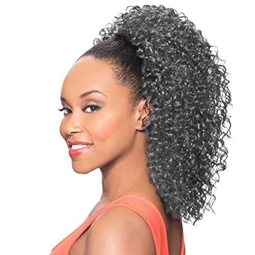 Alicia Beauty Foxy Silver Colletions, Synthetic Curly Style Long Hair Piece Instant accessories, Domes and Drawstrings - DS013 (60) Foxy Silver