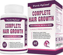 Premium Hair Growth for Women & Men - Hair Growth Vitamins w/ Biotin & Keratin - Prevents Hair Loss & Thinning, Supports Thicker Healthier Hair Growth - Supplement for All Hair Types, 60 Capsules Purely Optimal