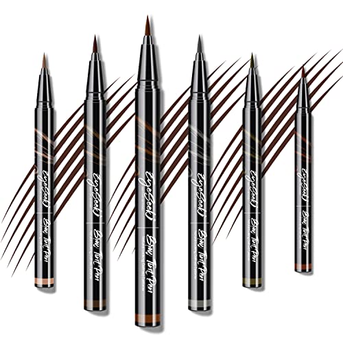 EYESEEK 6PCS Liquid Eyebrow Pencils, Light to Dark Brown Waterproof Eyebrow Makeup Kits with Precision Tips Applicator for Women and Girls EYESEEK